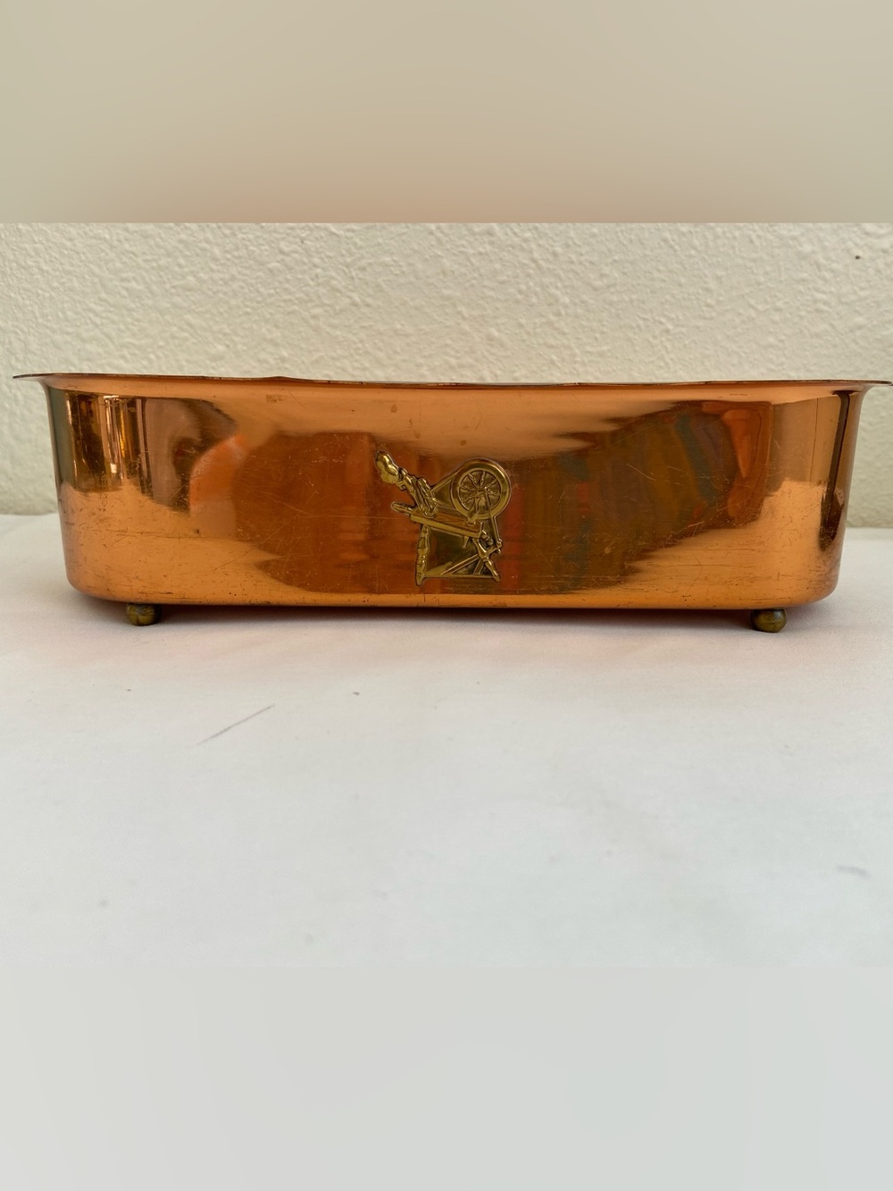 Vintage footed copper planter